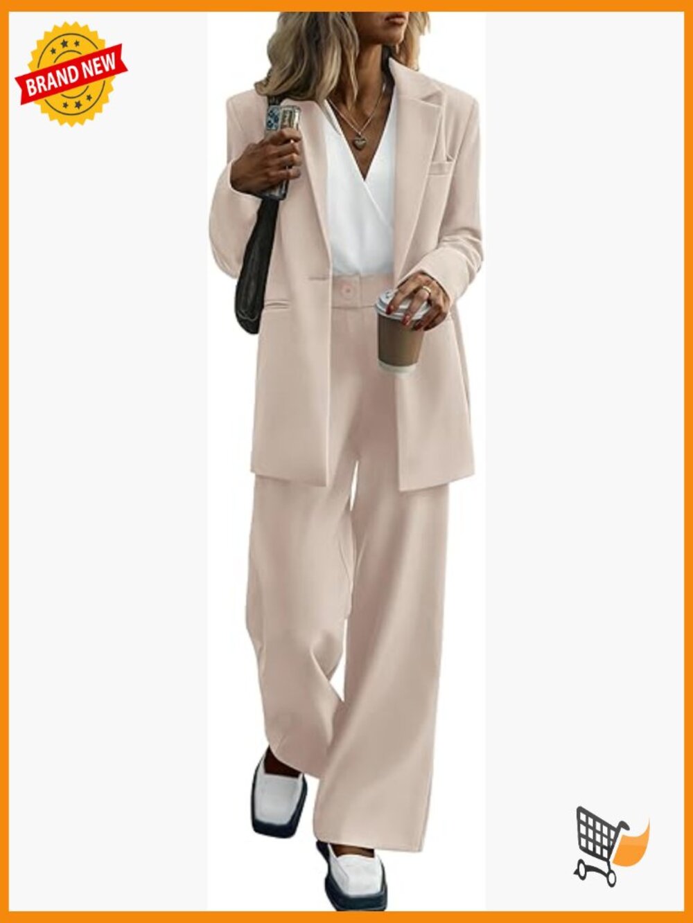 Two Piece Blazer & Wide Leg Pants Set Business Casual Office Suit